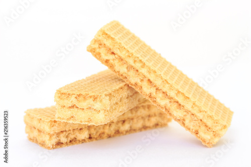 wafer milk dessert on white background