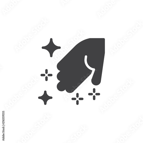 Magic light in palm vector icon. filled flat sign for mobile concept and web design. Magical dust and hand simple solid icon. Sleight of hand symbol, logo illustration. Pixel perfect vector graphics