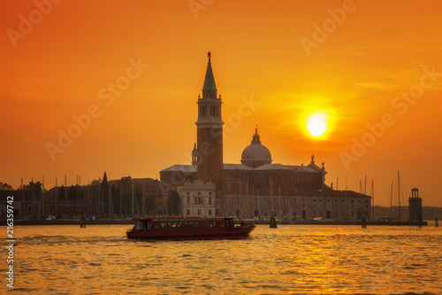 Venice's San Giorgio island under a setting sun
