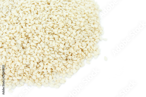 white sesame seed on white background