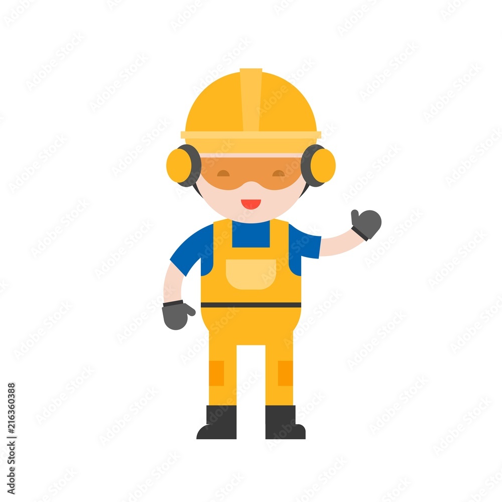 industrial security and protective equipment for worker illustration, flat design