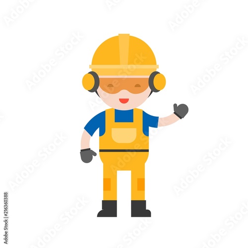 industrial security and protective equipment for worker illustration, flat design © lukpedclub