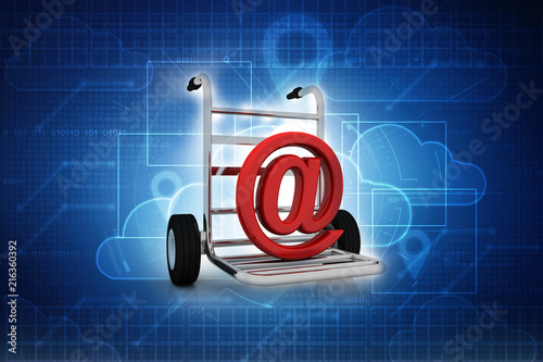3d illustration e mail sign in shopping cart