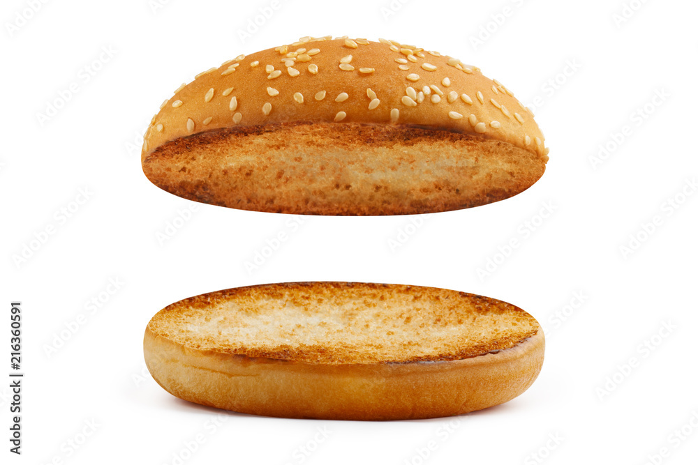 Delicious burger buns, isolated on white background Delicious burger buns, isolated on white background