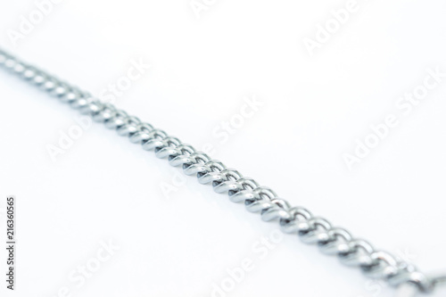silver chain on white background