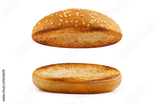 Delicious burger buns, isolated on white background photo