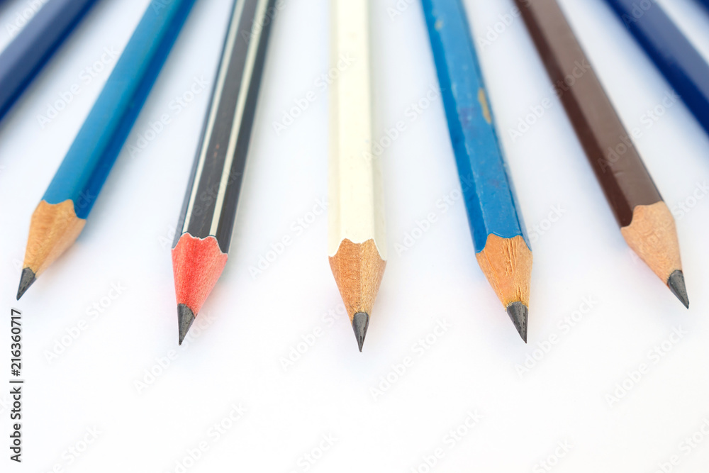 pencil black, blue, brown tool art on white background pencil black, blue, brown tool art on white background