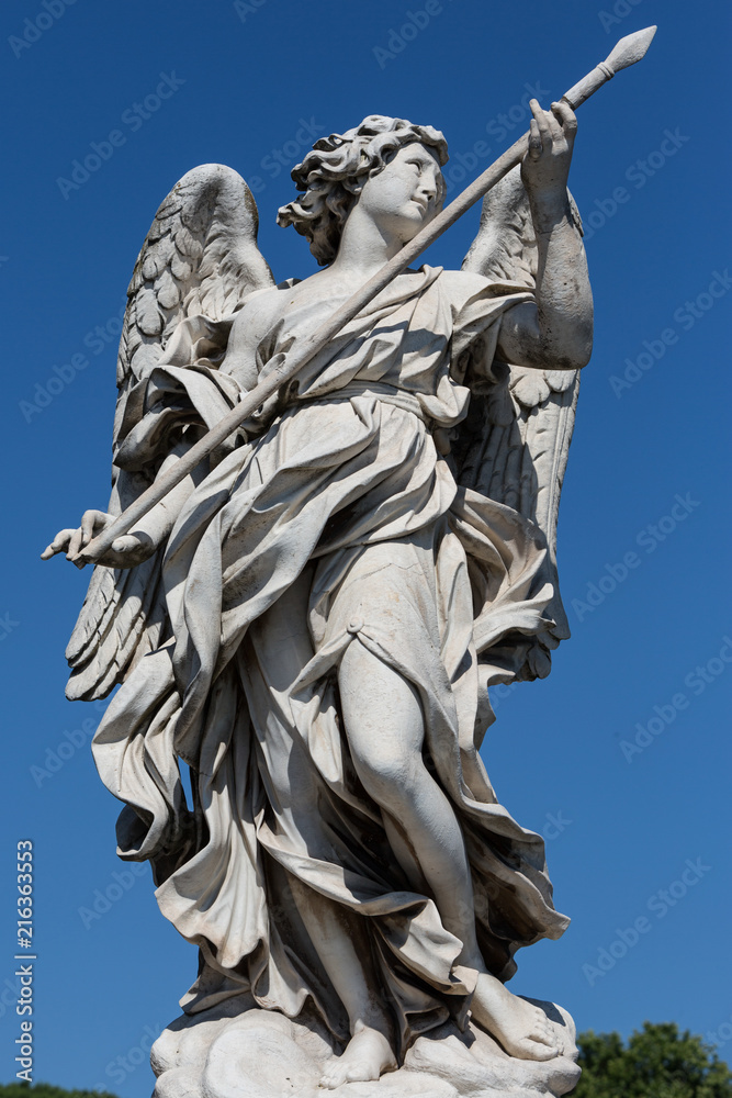 Angel with the lance sculpture by Domenico Guidi on the Pont Sant'Angelo bridge in Rome