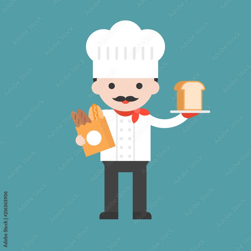 cute pastry chef character, professional set, flat design cute pastry chef character, professional set, flat design