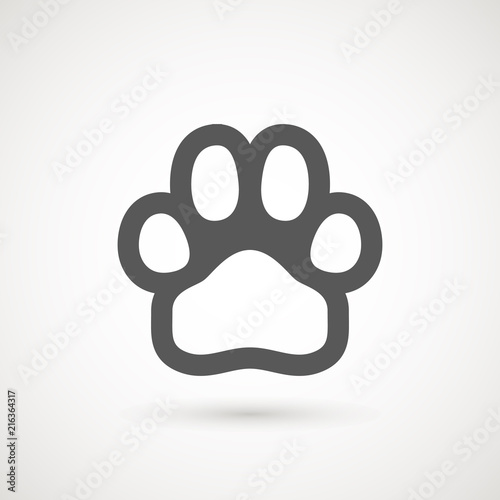 Paw Print icon. Logo. Vector Illustration. Isolated vector Illustration. Grey on White background