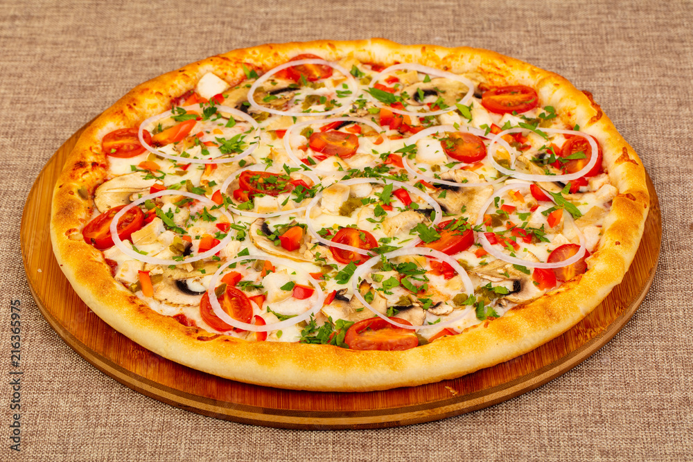 Pizza with mushroom and chicken Pizza with mushroom and chicken