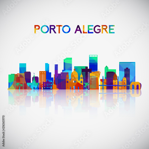 Schilderij op canvas Porto Alegre skyline silhouette in colorful geometric style