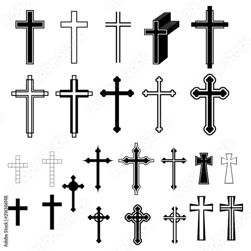 Christian Cross icon Latin Cross icon on background vector