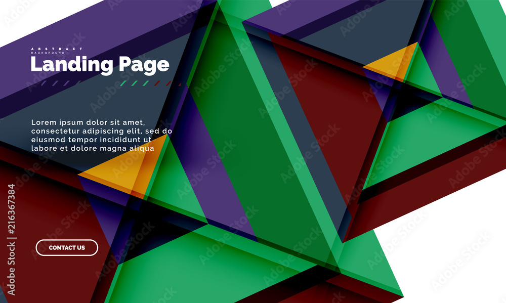 Square shape geometric abstract background, landing page web design template