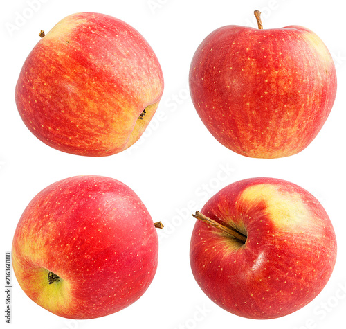 Fresh red apple isolated on white background with clipping path