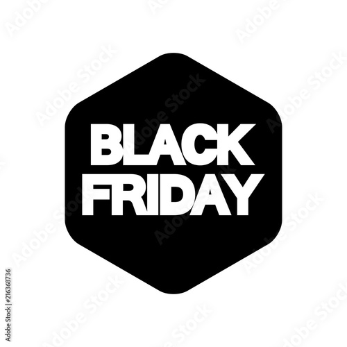 Icono plano BLACK FRIDAY en hexagono negro