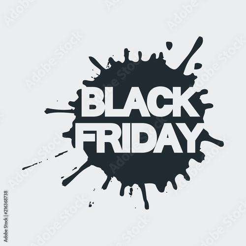Icono plano BLACK FRIDAY espacio negativo en salpicadura en fondo gris