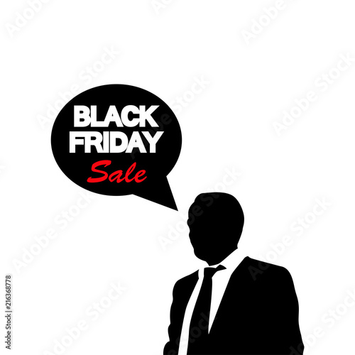 Icono plano BLACK FRIDAY Sale y hombre de negocios en negro