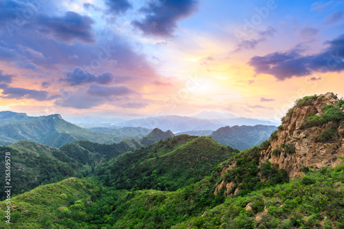 Green mountains and beautiful sky at sunset © ABCDstock