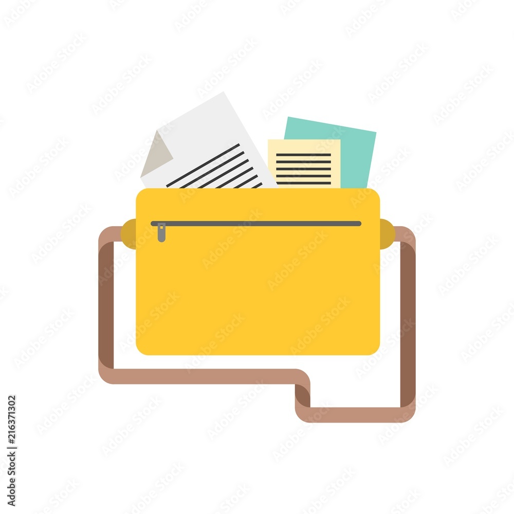 Briefcase icon with document, flat design Briefcase icon with document, flat design