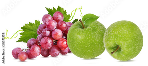 Apples and grapes isolated on white background
