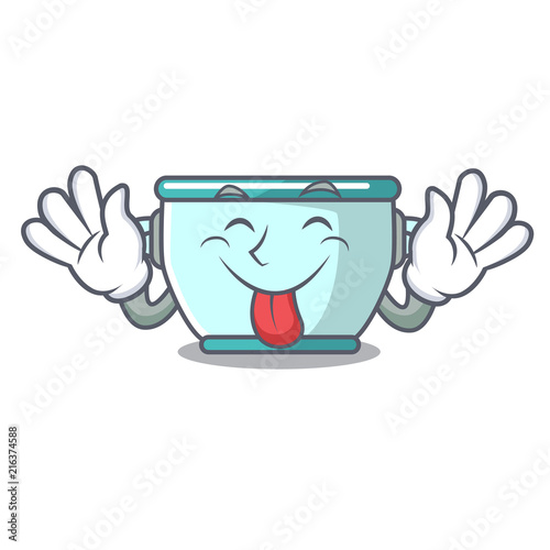 Tongue out steel pot mascot cartoon