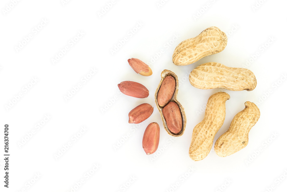 peanut pile top view on white background peanut pile top view on white background