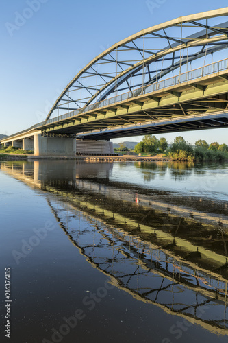 Fototapeta Naklejka Na Ścianę i Meble -  Doppekbrücke Brücke Weser Hessisch Oldendorf