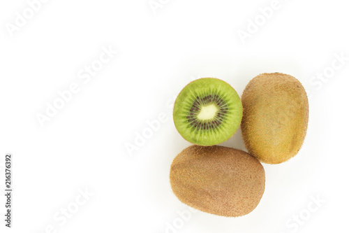 kiwi fruit sliced vegetarian organic healthy nature top view on white background
