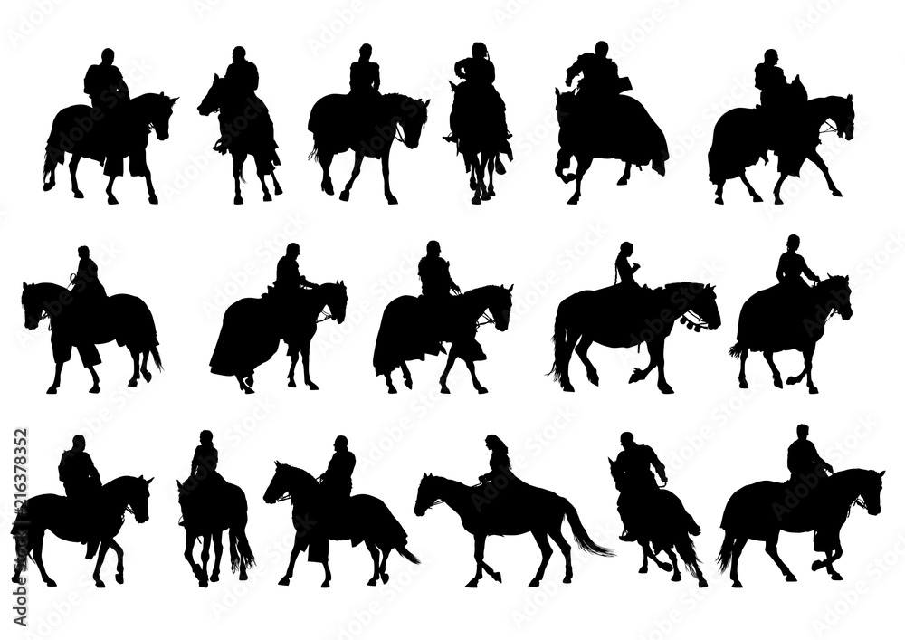 Fototapeta premium Vintage knight on horseback on a white background