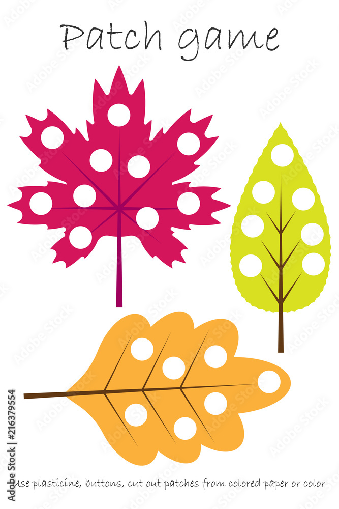 Education Patch game autumn leaves for children to develop motor skills