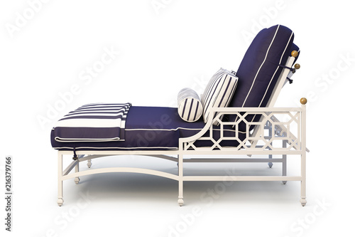 Double chaise with white metal base. 3d render
