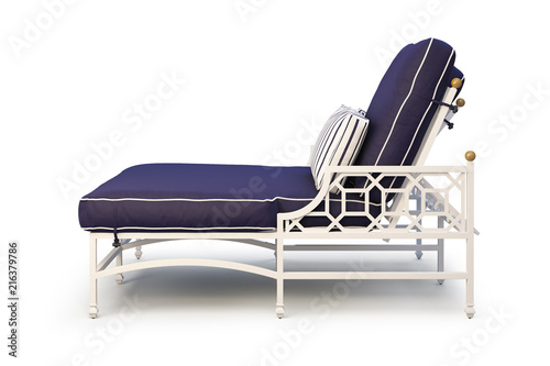 Double chaise with white metal base. 3d render