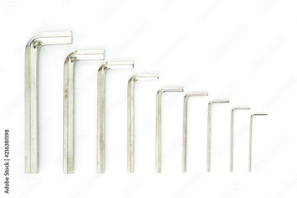 hexagon tool allen wrench set repair fix on white background hexagon tool allen wrench set repair fix on white background