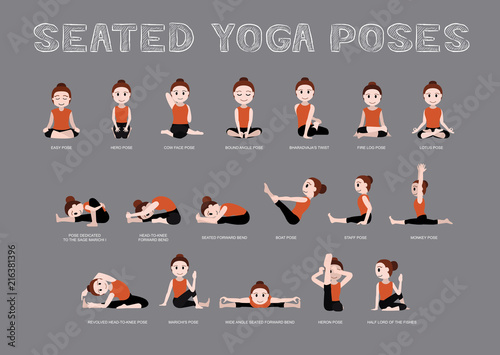 Yoga Seated Poses Vector Illustration