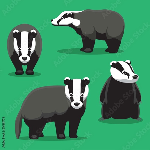 Cute Badger Cartoon Poses Vector Illustration