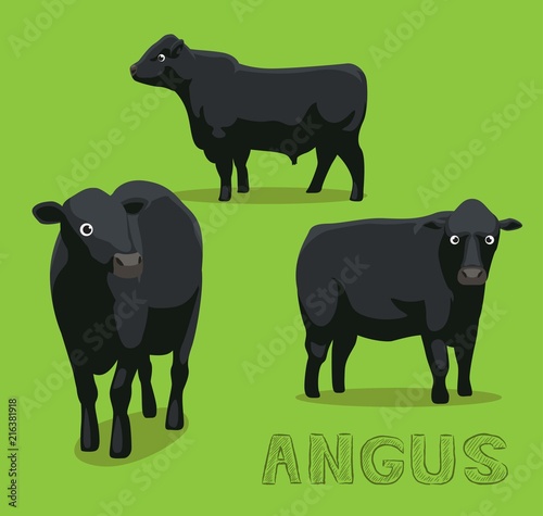 Cow Angus Cartoon Vector Illustration