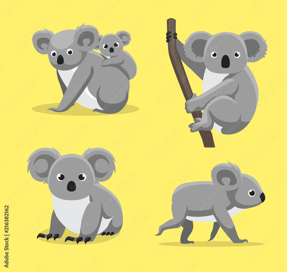 Naklejka premium Cute Koala stanowi ilustracja kreskówka wektor
