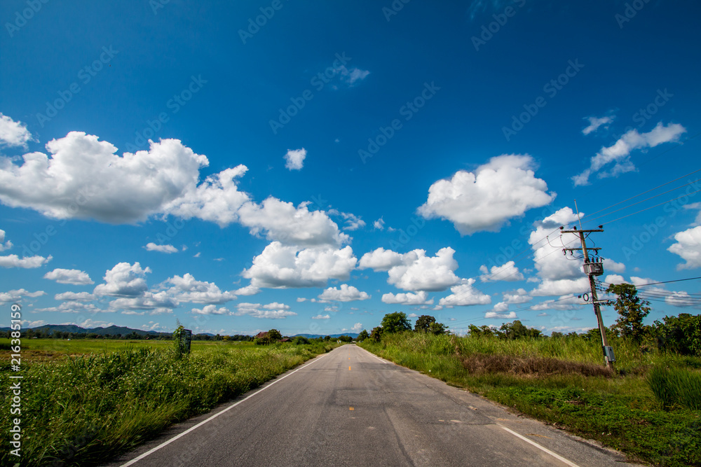 road and cloud in far