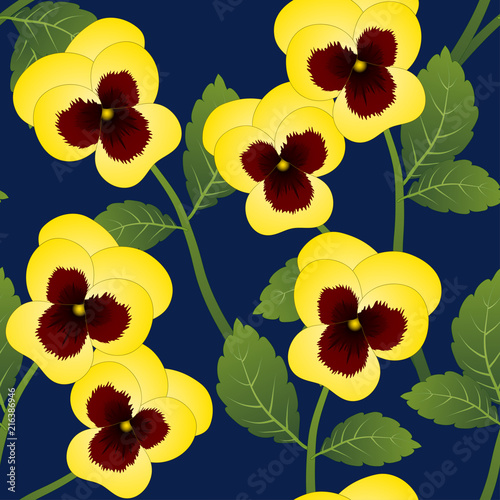 Yellow Pansy Flower on Navy...