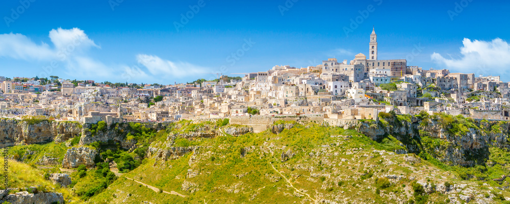 Panoramic view of ancient town of Matera (Sassi di Matera), Basilicata, southern Italy