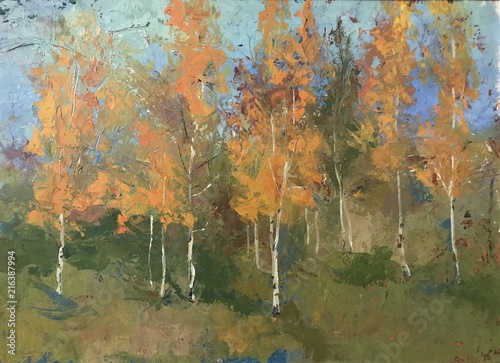 autumn tree oil paint