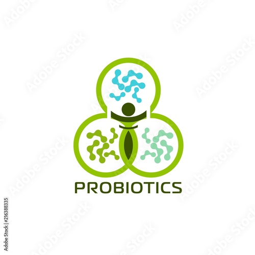 Probiotics logo. Bacteria logo. Concept of healthy nutrition ingredient for therapeutic purposes. Simple flat style trend modern logotype graphic design isolated