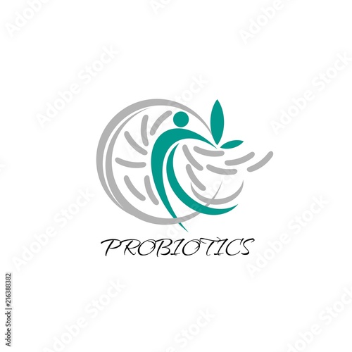 Probiotics logo. Bacteria logo. Concept of healthy nutrition ingredient for therapeutic purposes. Simple flat style trend modern logotype graphic design isolated