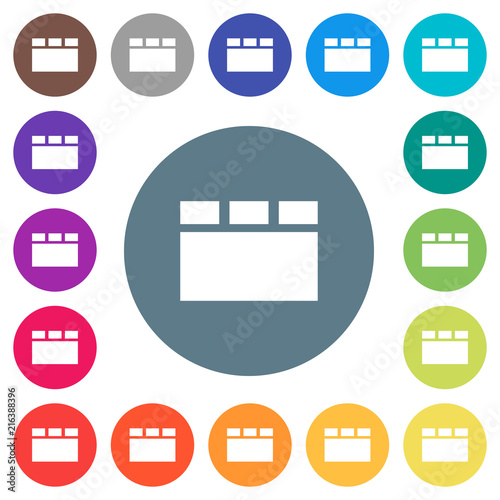 Horizontal tabbed layout flat white icons on round color backgrounds