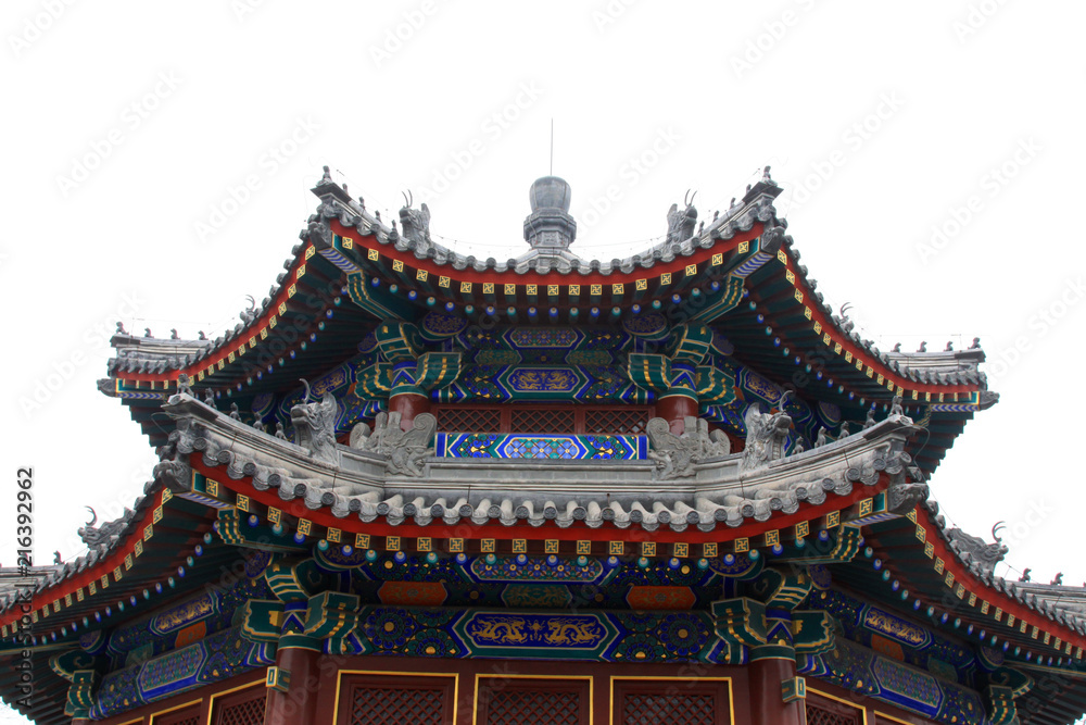 Manjusri Pavilion in the Zhengjue Temple in Old summer palace ruins park, Beijing, China Manjusri Pavilion in the Zhengjue Temple in Old summer palace ruins park, Beijing, China