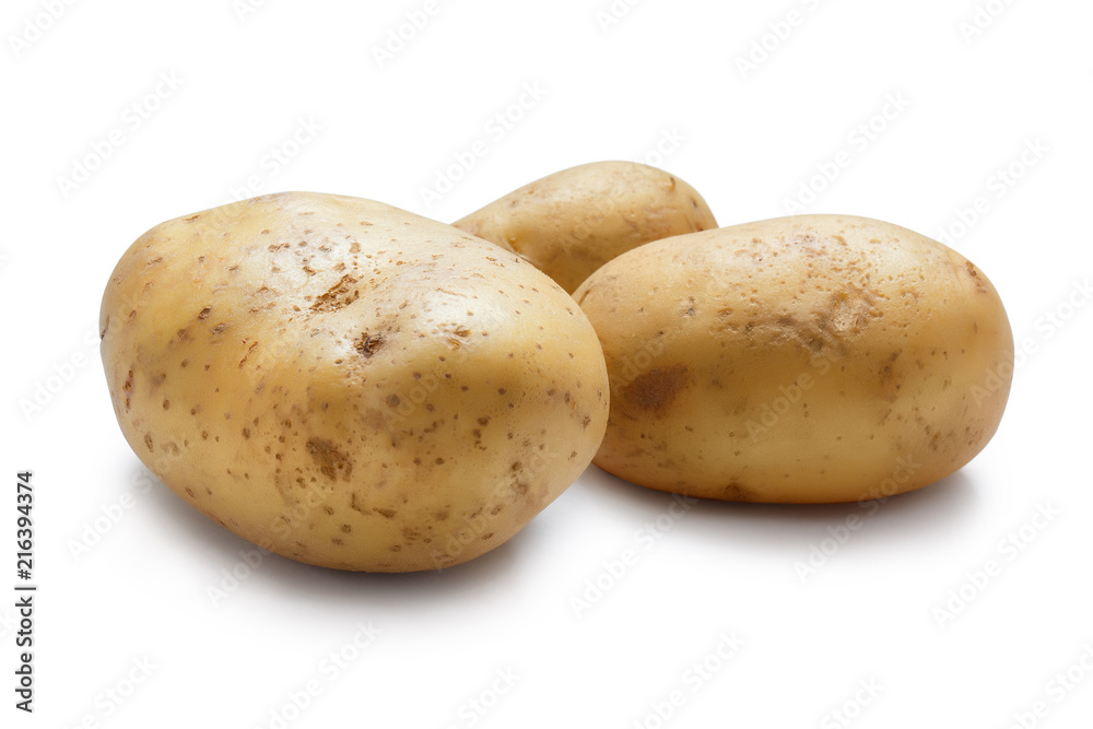 Three big potatoes, isolated on white background Three big potatoes, isolated on white background