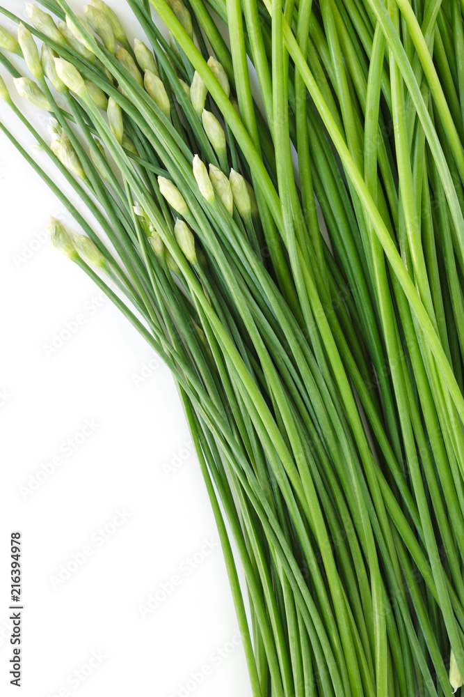 chinese chive flowerring onions stalk vegetable food nature background chinese chive flowerring onions stalk vegetable food nature background