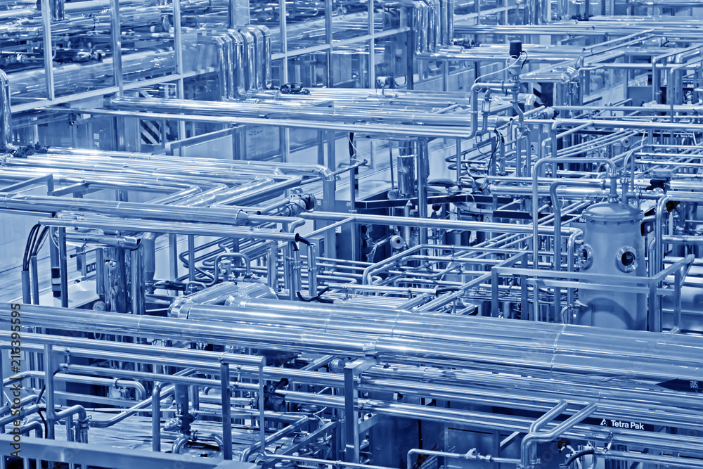 Obraz premium dairy processing production line in a factory