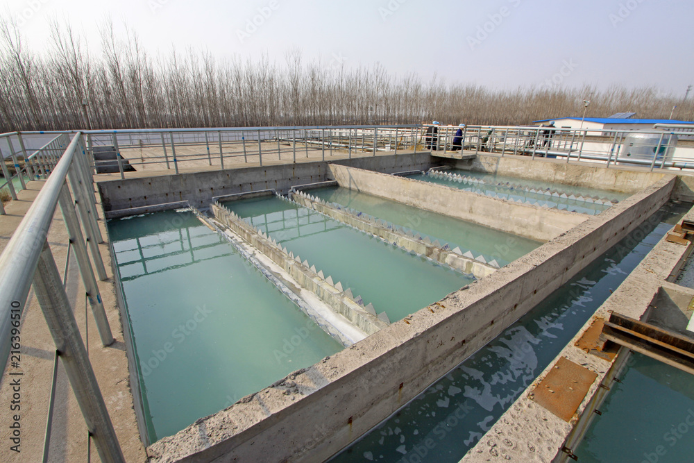 Fototapeta premium Sewage treatment plant closeup in an industrial enterprise